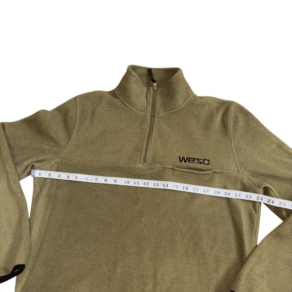 Wesc Olive Green Fleece Quarter Zip Pullover Jacket Women’s XL Men’s L Warm Cozy - Picture 10 of 14